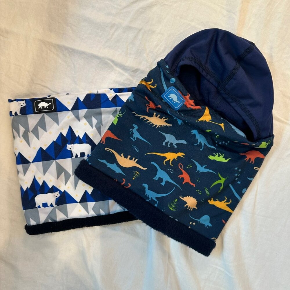 Kids Winter Neck Warmers & Balaclava – Dinosaur & Polar Bear Prints